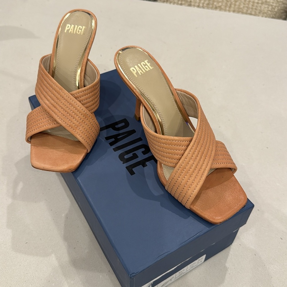 PAIGE Leigh open toe sandals in blush leather